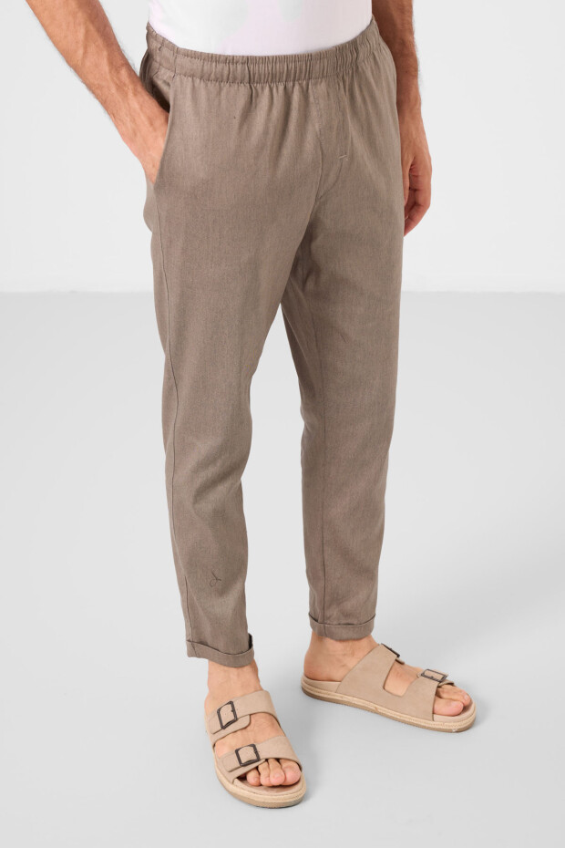 Camel Standart Fit Dokuma Hafif Esnek Chino Erkek Pantolon - 82178 - 5