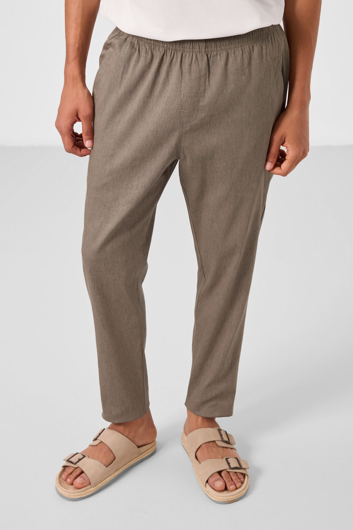 Camel Standart Fit Dokuma Hafif Esnek Chino Erkek Pantolon - 82179 - TOMMYLIFE (1)