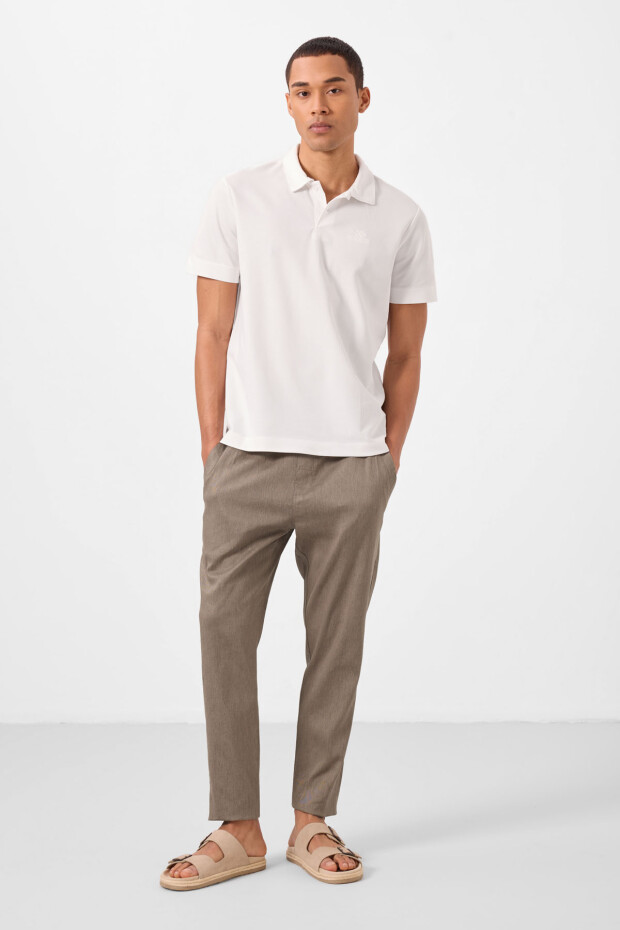 Camel Standart Fit Dokuma Hafif Esnek Chino Erkek Pantolon - 82179 - 5