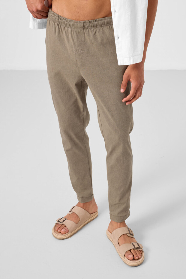 Camel Standart Fit Dokuma Hafif Esnek Chino Erkek Pantolon - 82180 - 5