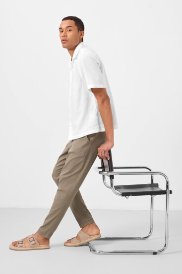 Camel Standart Fit Dokuma Hafif Esnek Chino Erkek Pantolon - 82180 
