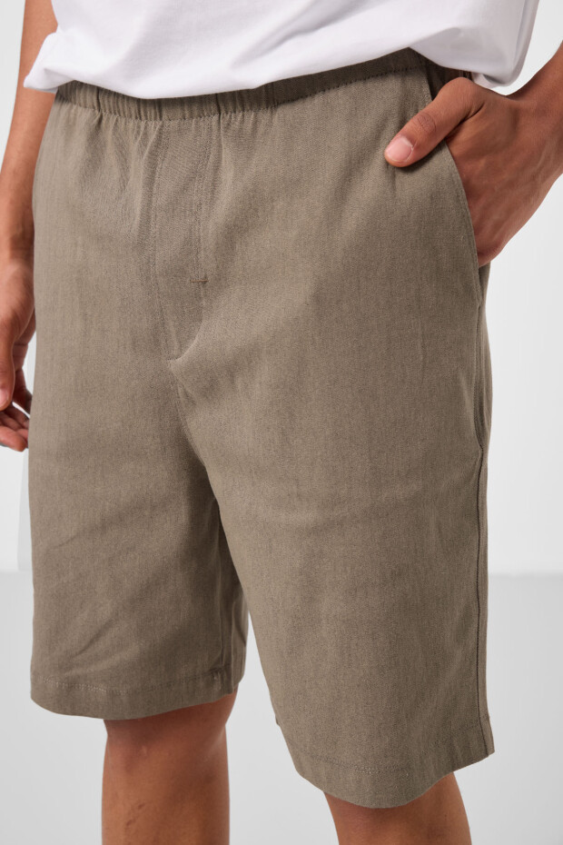 Camel Standart Fit Dokuma Hafif Esnek Chino Erkek Şort - 81291 - 3