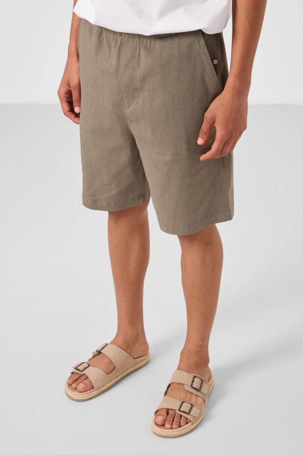 Camel Standart Fit Dokuma Hafif Esnek Chino Erkek Şort - 81291 - 4