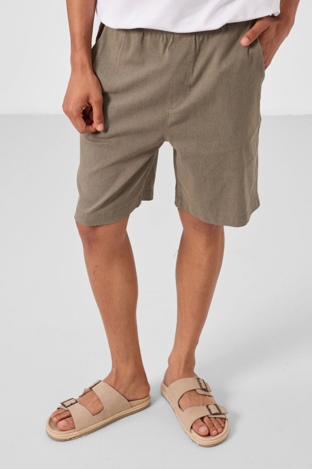 Camel Standart Fit Dokuma Hafif Esnek Chino Erkek Şort - 81291 - 2