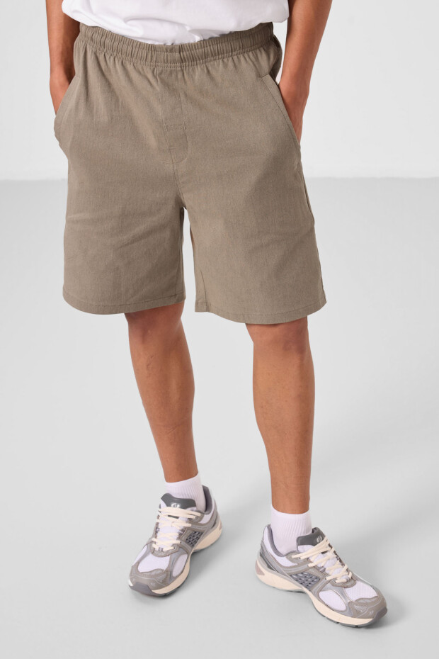 Camel Standart Fit Dokuma Hafif Esnek Chino Erkek Şort - 81292 - 2