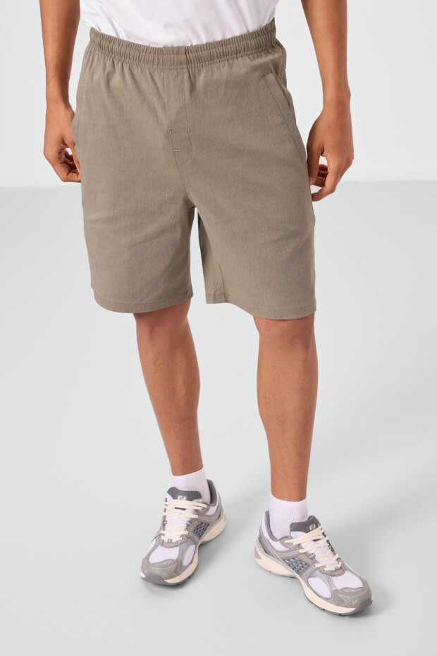 Camel Standart Fit Dokuma Hafif Esnek Chino Erkek Şort - 81292 - 4