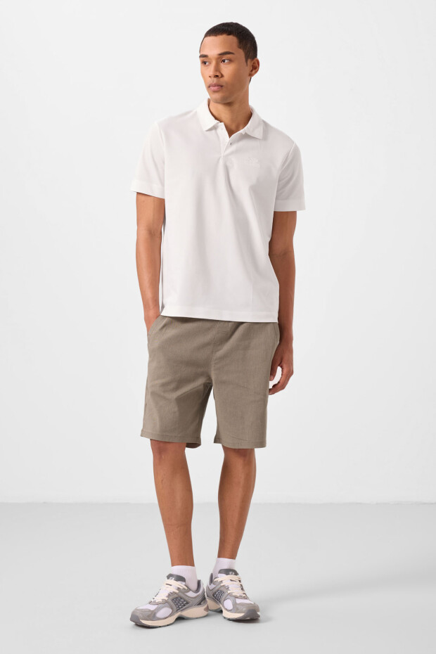 Camel Standart Fit Dokuma Hafif Esnek Chino Erkek Şort - 81292 - 5