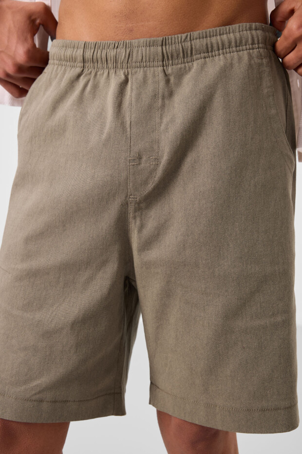 Camel Standart Fit Dokuma Hafif Esnek Chino Erkek Şort - 81293 - 5