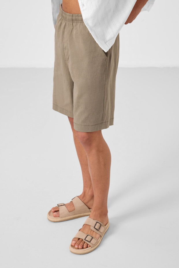 Camel Standart Fit Dokuma Hafif Esnek Chino Erkek Şort - 81293 - 6