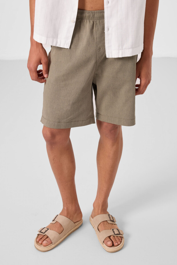 Camel Standart Fit Dokuma Hafif Esnek Chino Erkek Şort - 81293 - 2
