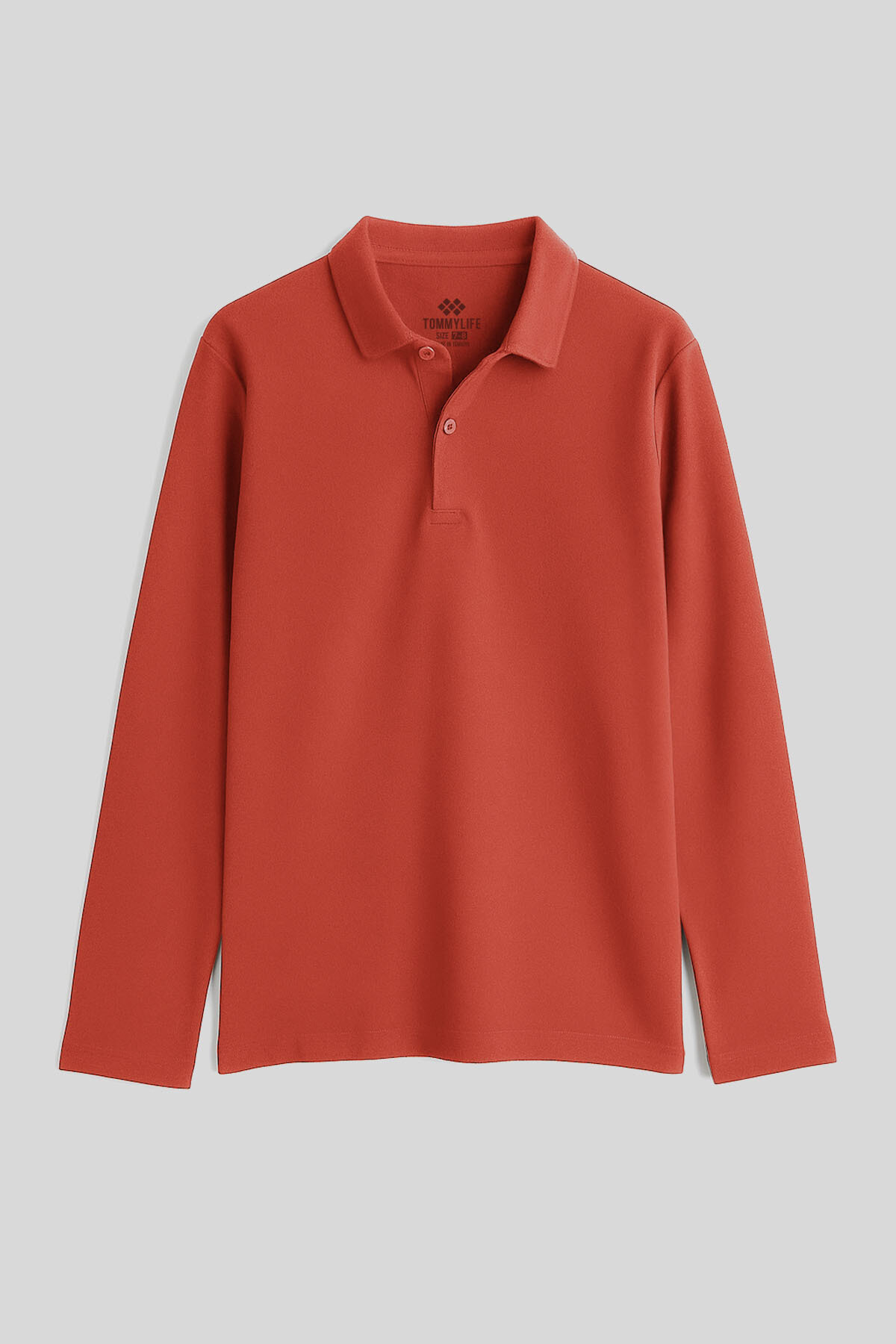 Coral Polo Yaka Basic Uzun Kollu Unisex Çocuk T-Shirt - 11170 - TOMMYLIFE