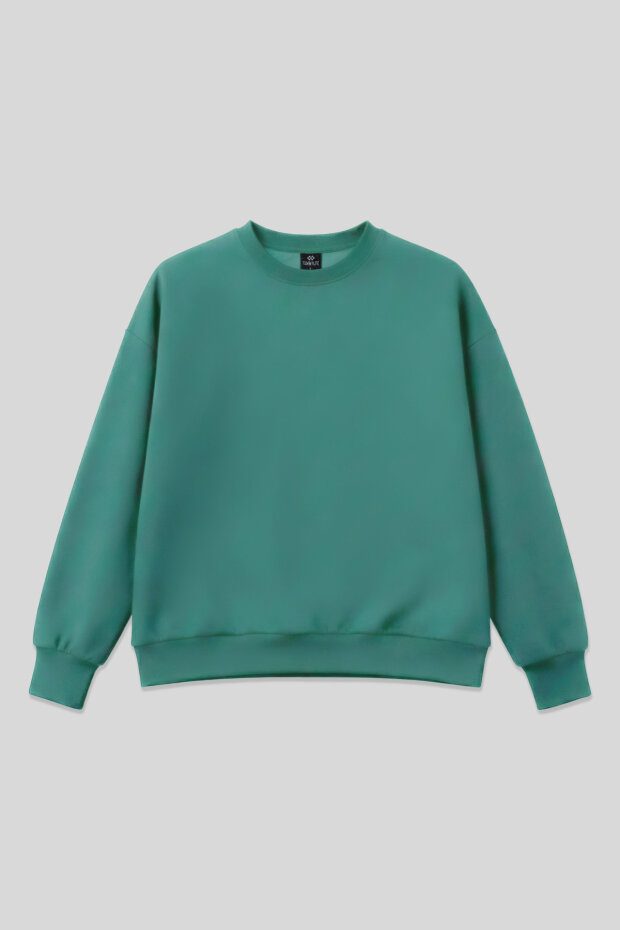 Deniz Yeşili Basic O Yaka Oversize Kadın Sweatshirt - 97053 - 2