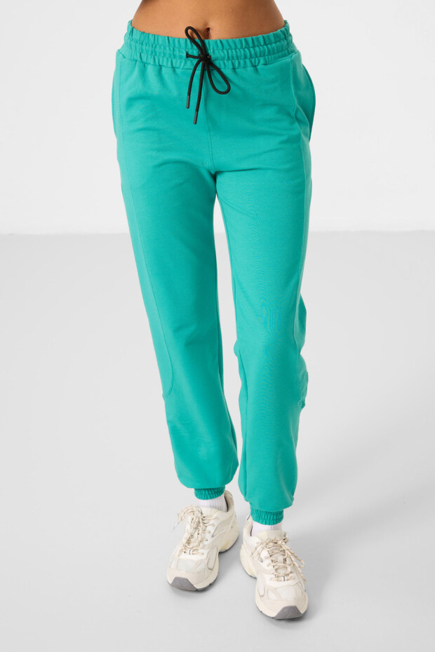 Deniz Yeşil O Yaka Basic Oversize Kadın Eşofman Tunik Takım - 95347 - 3