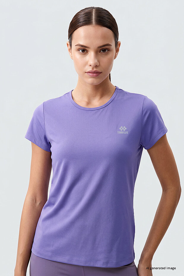 Eflatun Basic Kısa Kol Standart Kalıp O Yaka Kadın T-Shirt - 97144 - 4