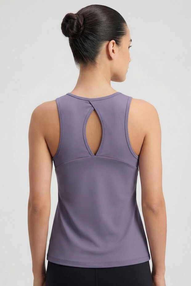 Eflatun Standart Fit Çapraz Sırt Detaylı Kadın Spor Atlet - 97296 - 5