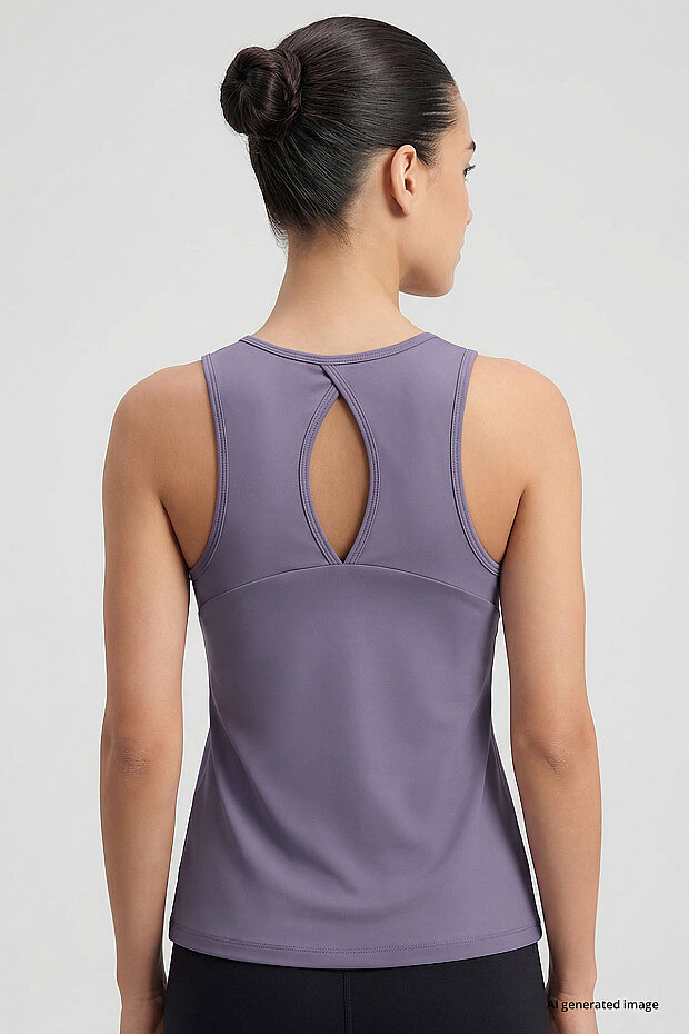 Eflatun Standart Fit Çapraz Sırt Detaylı Kadın Spor Atlet - 97296 - 5