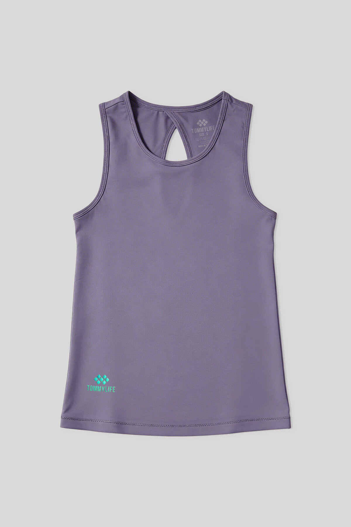 Eflatun Standart Fit Çapraz Sırt Detaylı Kadın Spor Atlet - 97296 - TOMMYLIFE (1)