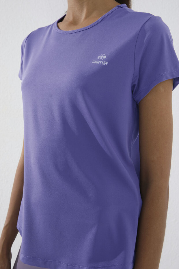 Eflatun Basic Kısa Kol Standart Kalıp O Yaka Kadın T-Shirt - 97144 - 4