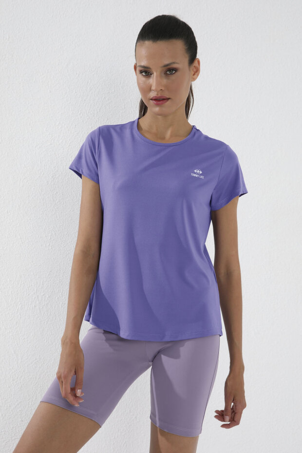 Eflatun Basic Kısa Kol Standart Kalıp O Yaka Kadın T-Shirt - 97144 - 2