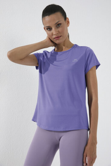 Eflatun Basic Kısa Kol Standart Kalıp O Yaka Kadın T-Shirt - 97144 