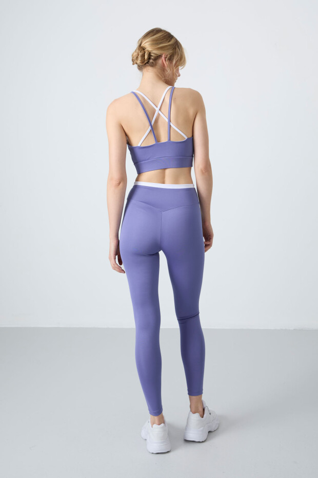 Eflatun Esnek Standart Fit Performans Kadın Tayt Takım - 95333 - 9