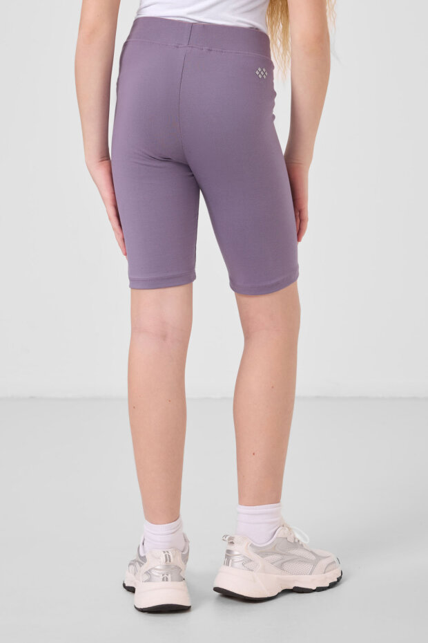 Eflatun Pamuklu Kısa Paça Standart Fit Basic Kız Çocuk Tayt - 75188 - 6