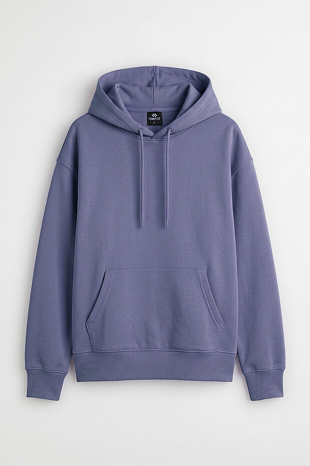 Eflatun Standart Kapüşonlu Kanguru Cepli Basic Kadın Sweatshirt - 97321 - 4