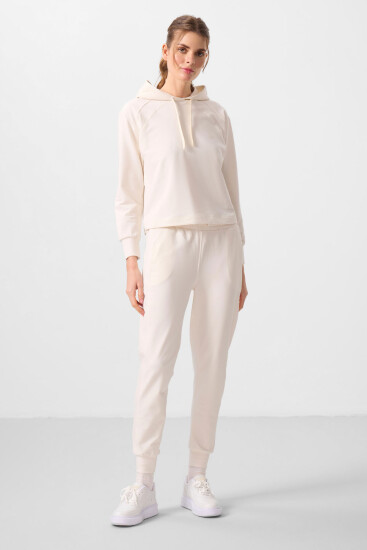 Ekru Kapüşonlu Oversize Kadın Eşofman Takım - 95336 - TOMMYLIFE