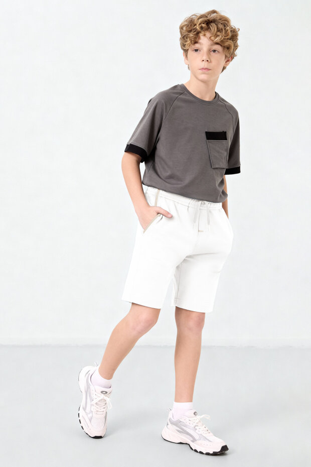Ekru Standart Fit Erkek Çocuk Şort - 11284 - 2