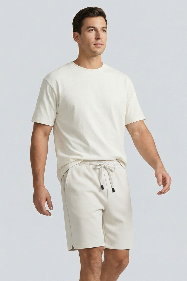 Ekru Standart Fit Basic Arka Cepli Erkek Şort - 88314 - 3