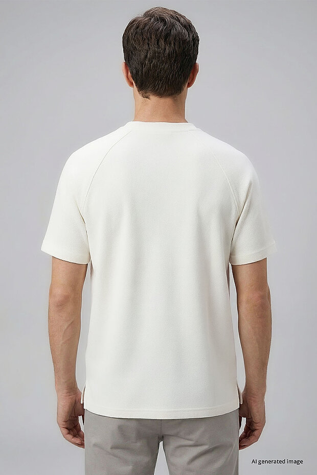 Ekru Rahat Form Esnek Nefes Alabilir Erkek T-Shirt - 88495 - 3