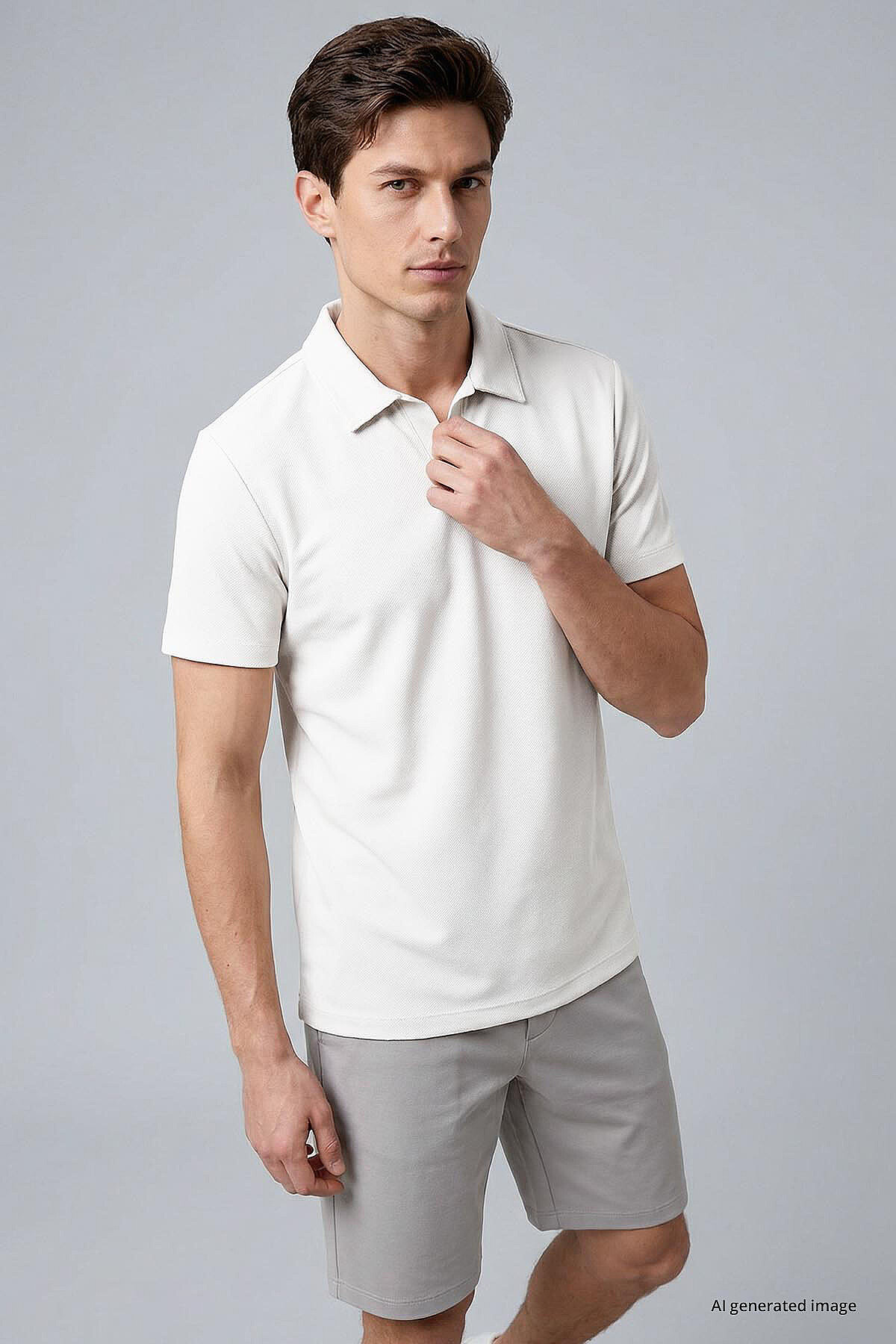 Ekru Rahat Form Yumuşak Dokulu Polo Yaka Erkek T-Shirt - 88496 - TOMMYLIFE
