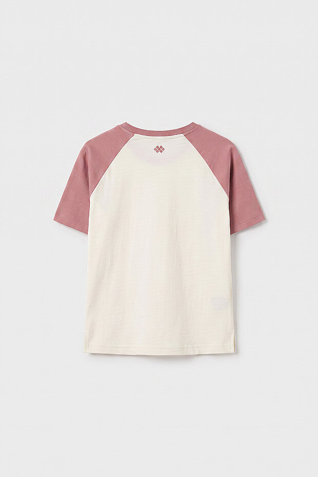 Ekru-Gül Kurusu Standart Fit Reglan Kollu Kız Çocuk T-Shirt - 75180 - 4