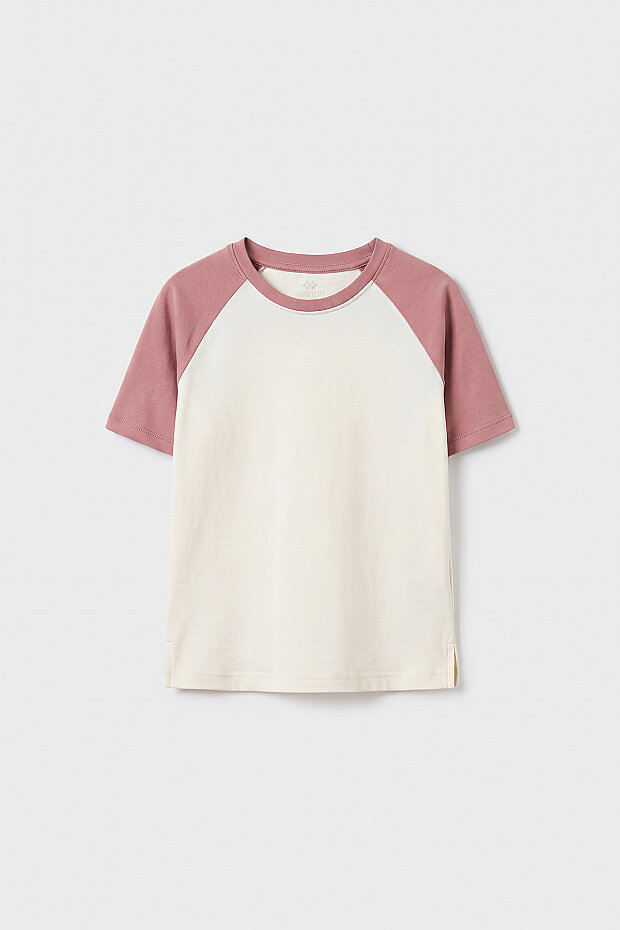 Ekru-Gül Kurusu Standart Fit Reglan Kollu Kız Çocuk T-Shirt - 75180 - 3