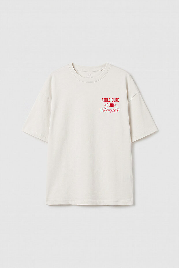 Ekru Oversize Kısa Kollu Baskılı Kız Çocuk T-Shirt - 75175 - 1