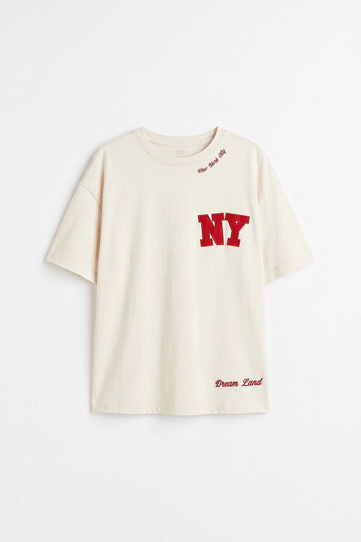 Ekru Oversize Kısa Kollu Baskılı Kız Çocuk T-Shirt - 75174 - TOMMYLIFE (1)