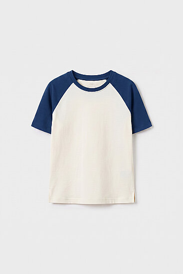 Ekru-Parlament Standart Fit Reglan Kollu Kız Çocuk T-Shirt - 75180 