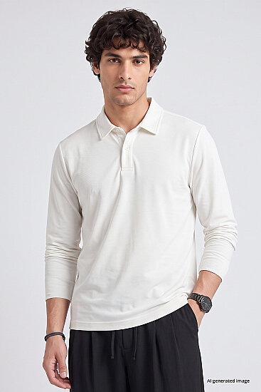 Ekru Rahat Form Basic Erkek Polo Yaka T-Shirt - 88512 