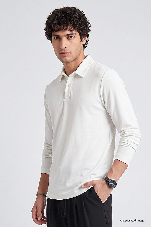 Ekru Rahat Form Basic Erkek Polo Yaka T-Shirt - 88512 - 4