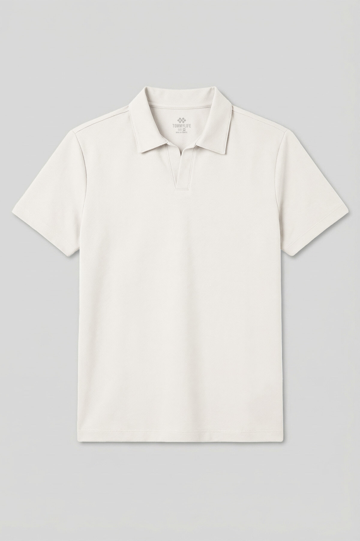 Ekru Rahat Form Yumuşak Dokulu Polo Yaka Erkek T-Shirt - 88496 - TOMMYLIFE (1)