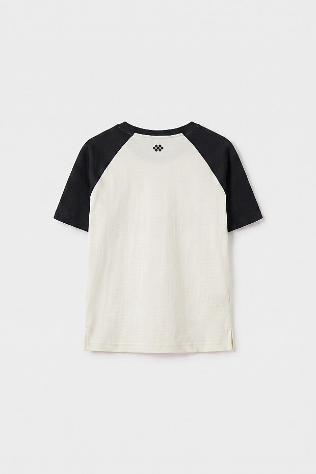 Ekru-Siyah Standart Fit Reglan Kollu Kız Çocuk T-Shirt - 75180 - 4