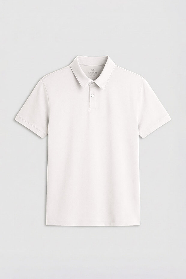 Ekru Standart Kalıp Basic Polo Yaka Erkek T-Shirt - 87768 - 2