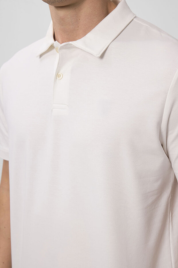 Ekru Standart Kalıp Basic Polo Yaka Erkek T-Shirt - 87768 - 4