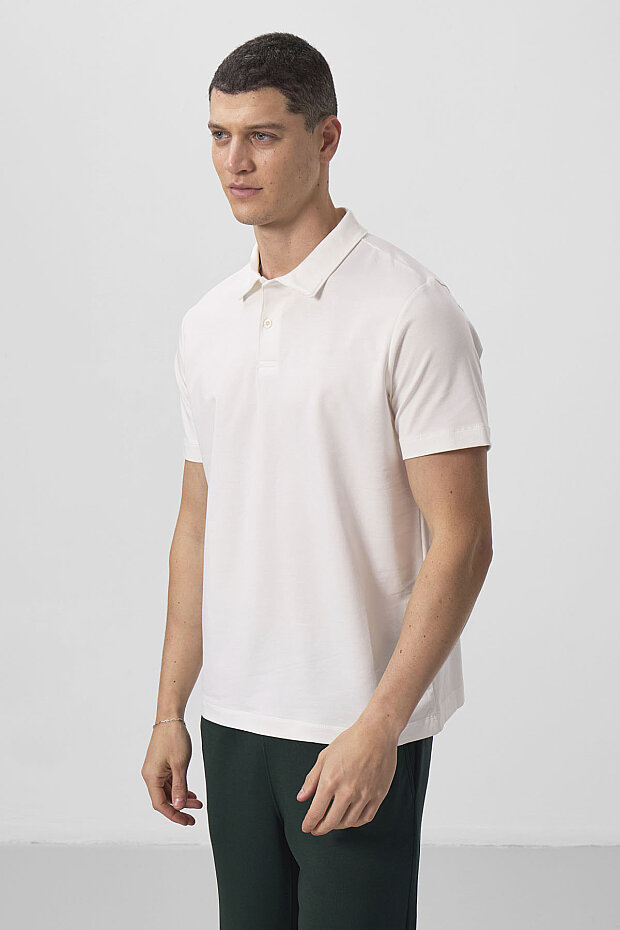 Ekru Standart Kalıp Basic Polo Yaka Erkek T-Shirt - 87768 - 5