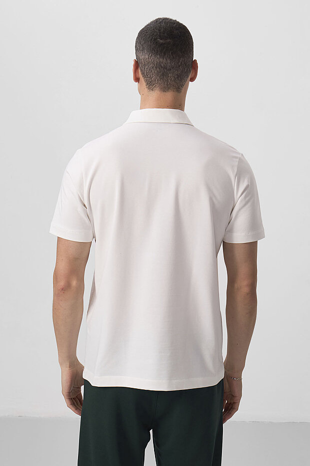 Ekru Standart Kalıp Basic Polo Yaka Erkek T-Shirt - 87768 - 6