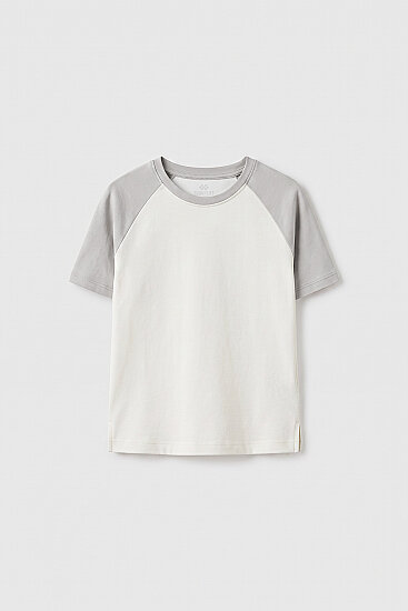 Ekru-Taş Standart Fit Reglan Kollu Kız Çocuk T-Shirt - 75180 