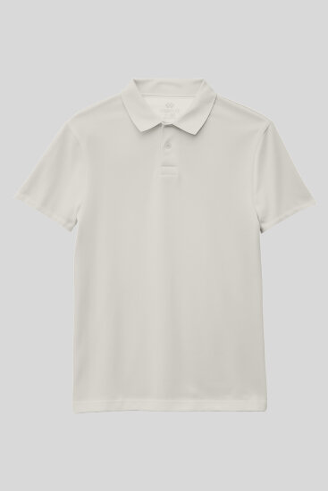Ekru Polo Yaka Standart Fit Basic Unisex Çocuk T-Shirt - 11330 