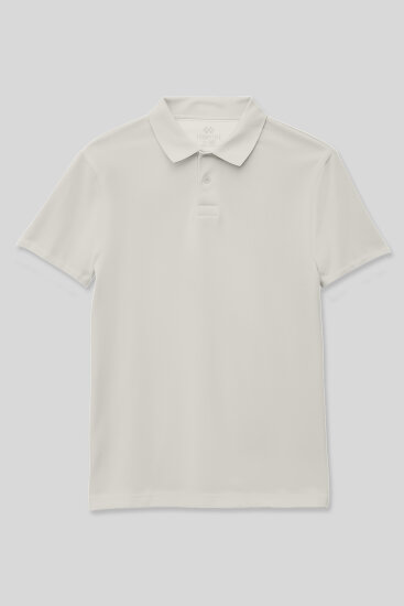 Ekru Polo Yaka Standart Fit Basic Unisex Çocuk T-Shirt - 11330 