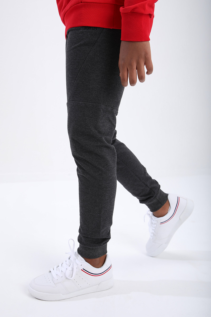 Kids Slim Fit Cuffed Jogger Anthracite-Melange Tracksuit Bottom - 10712