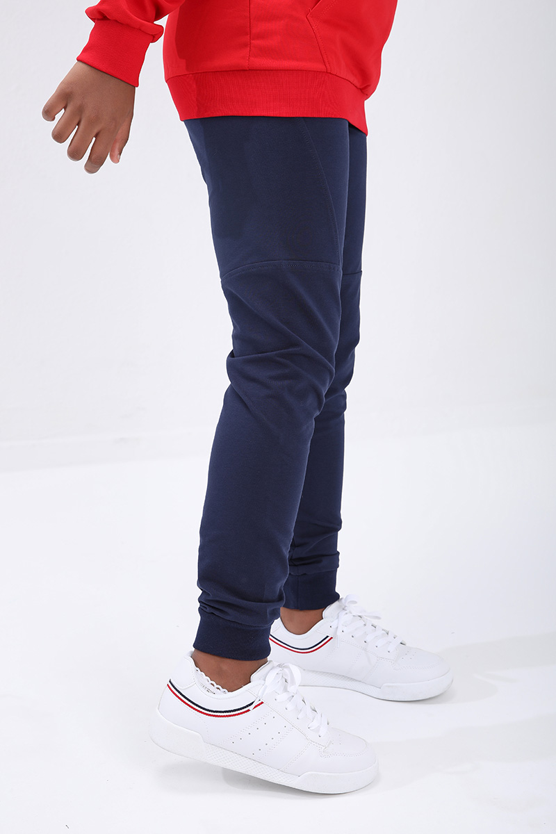 Kids Slim Fit Cuffed Jogger Indigo Tracksuit Bottom - 10712